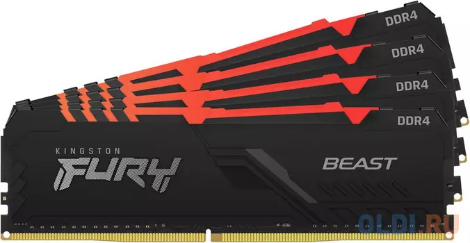 Оперативная память для компьютера Kingston Fury Beast RGB DIMM 32Gb DDR4 3200 MHz KF432C16BBAK4/32
