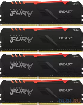 Оперативная память для компьютера Kingston Fury Beast RGB DIMM 32Gb DDR4 3600 MHz KF436C17BBAK4/32