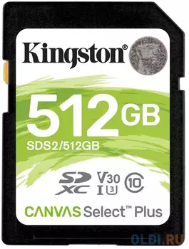 Kingston 512GB SDXC Canvas Select Plus 100R C10 UHS-I U3 V30 EAN: 740617298192
