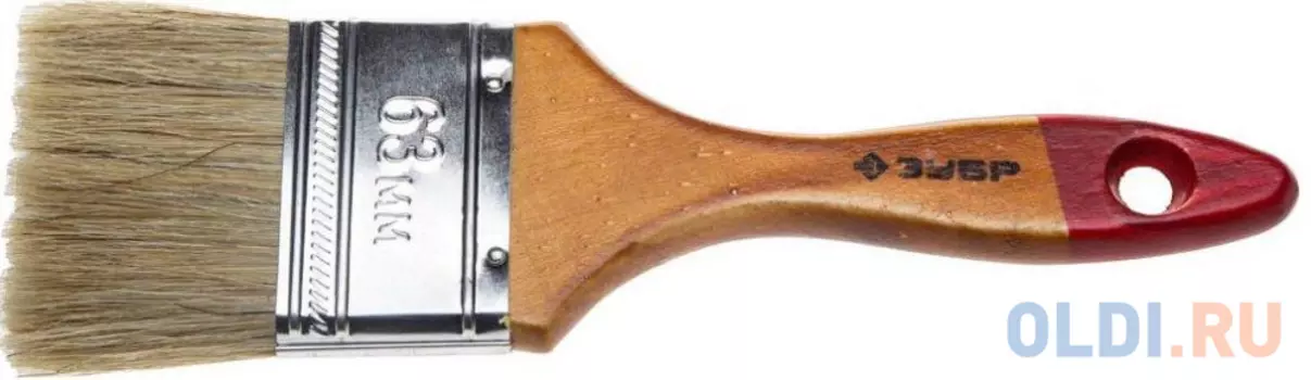 Кисть плоская Зубр УНИВЕРСАЛ-МАСТЕР натуральная щетина деревянная ручка 63мм 4-01003-063