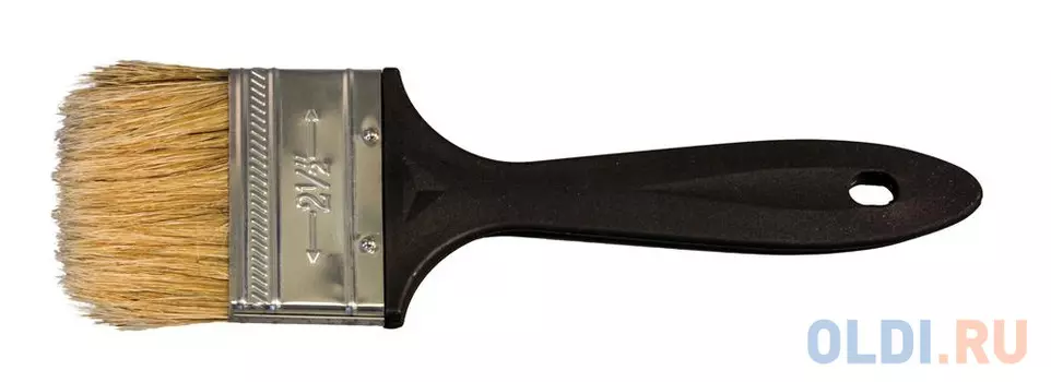 КИСТЬ ПЛОСКАЯ №2,5/63 ММ (12/480) НАТУР. ЩЕТИНА, ПЛАСТ.РУЧКА "KRAFOR"