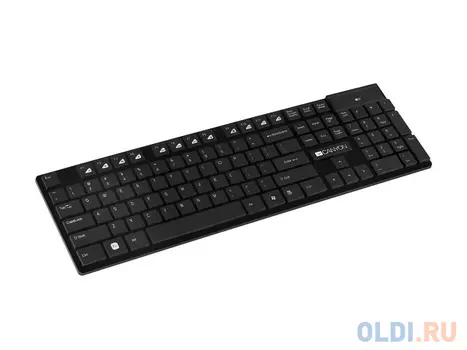 Клавиатура CANYON CNS-HKBW2-RU (2.4GHZ wireless keyboard, 104 keys, slim design, chocolate key caps, RU layout, Black