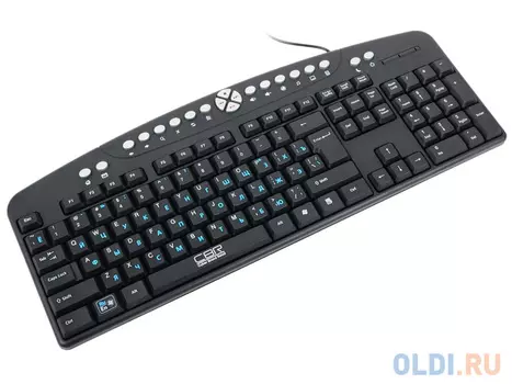 Клавиатура CBR KB 340GМ,104+13 доп. кл., подзапястник, переключение языка 1й кнопкой (софт), USB