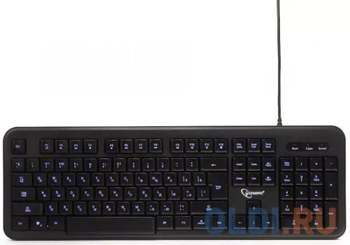 Клавиатура с подсв. Gembird KB-200L, USB, черн, 104кл, подсвет белая, каб 1.45м