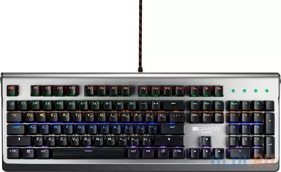Клавиатура игровая механическая Interceptor CANYON CND-SKB8-RU : 104 клавиш, 17 "горячих" клавиш, 21 вид подсветки, 6 видов программиру