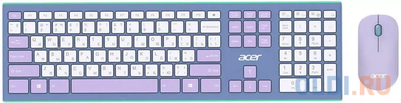 Клавиатура + мышь Acer OCC200 клав:зелёный/фиолетовый мышь:зелёный/фиолетовый USB беспроводная slim Multimedia