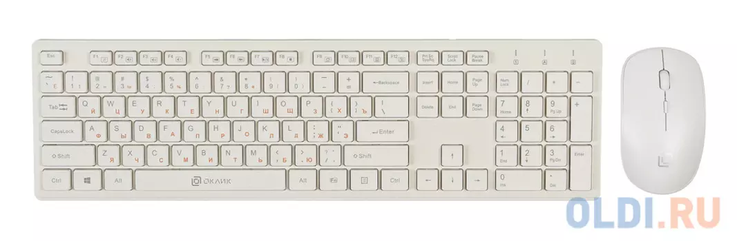 Клавиатура + мышь Oklick 240M клав:белый мышь:белый USB беспроводная slim Multimedia
