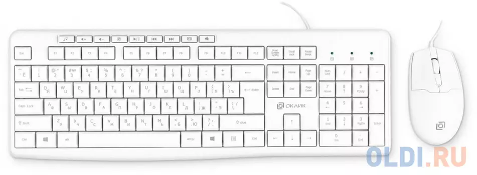Клавиатура + мышь Оклик S650 клав:белый мышь:белый USB Multimedia (1875257)