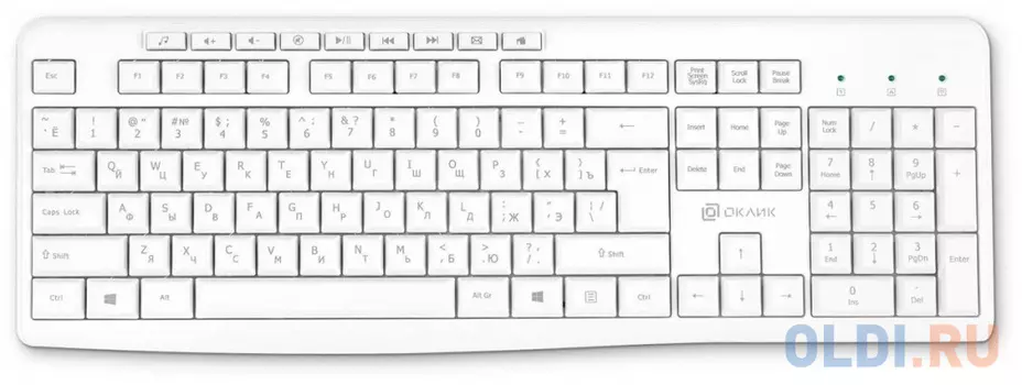 Клавиатура Оклик K225W белый USB беспроводная Multimedia (1875235)