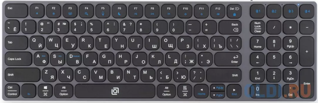 Клавиатура Оклик K767W серый/черный USB беспроводная BT/Radio slim Multimedia (2002135)