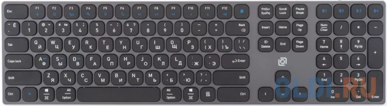 Клавиатура Оклик K867W серый/черный USB беспроводная BT/Radio slim Multimedia (2002130)