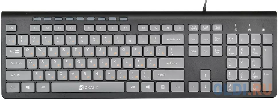 Клавиатура проводная Oklick 480M USB черный серый