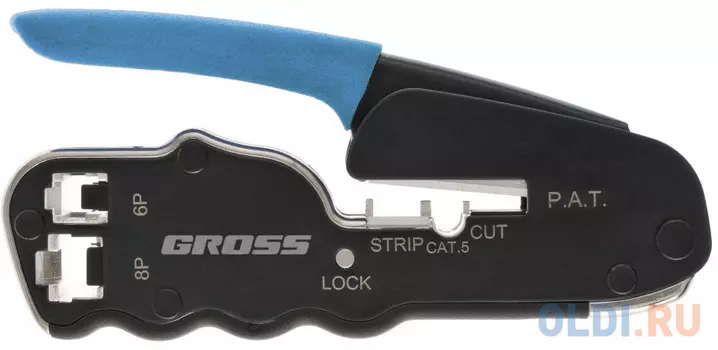 Клещи для обжима телефонных и компьютерных клемм RJ45, 8P и RJ11/12, 6P, компакт., CAT5// Gross