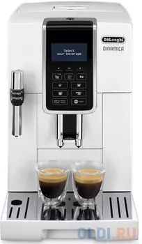 Кофемашина DeLonghi ECAM 350.35.W, автомат, капучино, 15бар, для зернового, регулировка крепости и степени помола, белый