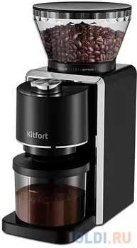 Кофемолка Kitfort КТ-787 200Вт сист.помол.:жернова вместим.:250гр черный/серебристый