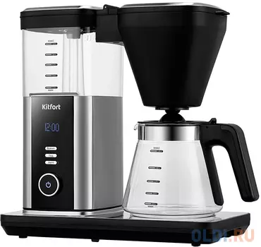 Кофеварка KitFort КТ-7213, капельная, нержавеющая сталь / черный