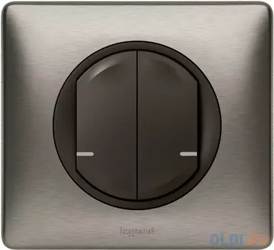 Коллекция умных устройств Celiane with NETATMO. Умный беспроводной выключатель 2-клавишный. Цвет Графит. Рамка Вольфрам.