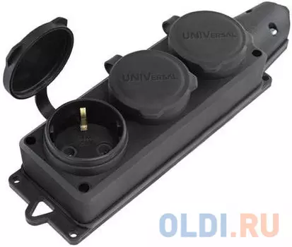 Колодка UNIVERSAL 496114 3-х местная однофазная с заглушками компакт каучук 1323