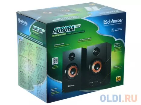 Колонки DEFENDER AURORA S20 Дер.корпус, 2*10W, bass treble