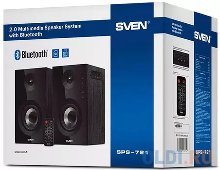 Колонки Sven SPS-721 2.0 чёрные 2х25, пду
