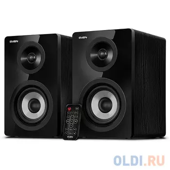 Колонки Sven SPS-750, чёрный, 2.0, 2x25Вт (RMS), пульт ДУ, Bluetooth, Optical