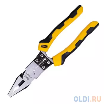 Комбинированные плоскогубцы многофункциональные Deli DL100008 215мм, (скручивание/зажим/резка/зачистка/обжим), сталь Cr-V, двухкомпонентная рукоять