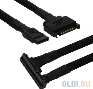 Комбинированный кабель SATA и питание Nanoxia Kombi, 45 см, угловой разъем, черный