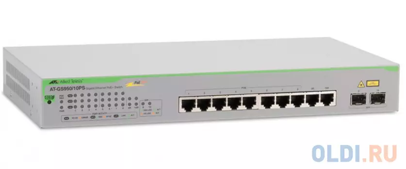 Коммутатор Allied Telesis AT-GS950/10PS-50 8 портов 10/100/1000Mbps PoE+/SFP