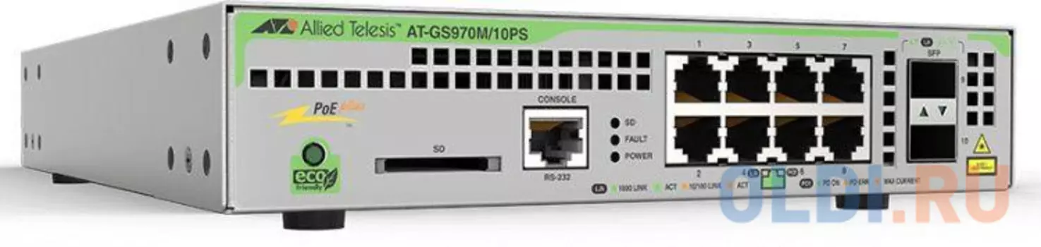 Коммутатор Allied Telesis AT-GS970M/10PS-50 8G 2SFP 8PoE 4PoE+ 124W управляемый