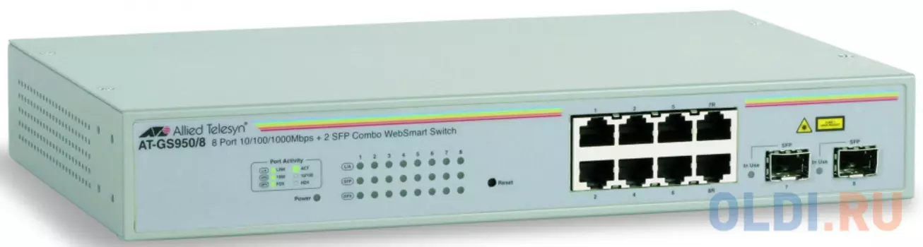 Коммутатор Allied Telesyn AT-GS950/8 8-port 10/100/1000TX WebSmart switch with 2 SFP bays