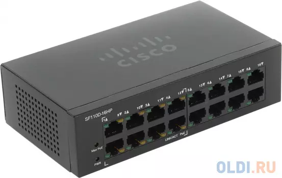 Коммутатор Cisco SF110D-16HP-EU неуправляемый 16 портов 10/100Mbps