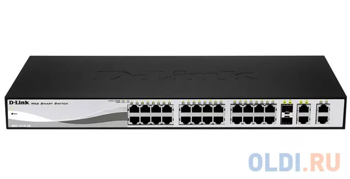 Коммутатор D-Link DES-1210-28/C1A Настраиваемый коммутатор WebSmart с 24 портами 10/100Base-TX, 2 портами 10/100/1000BASE-T, 2 комбо-портами 100/1000B