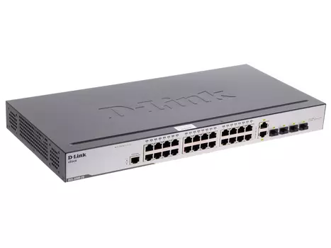 Коммутатор D-Link DES-3200-28/C1A Управляемый коммутатор 24x10/100Mbps, 2 Combo 1000BASE-T/SFP, 19''