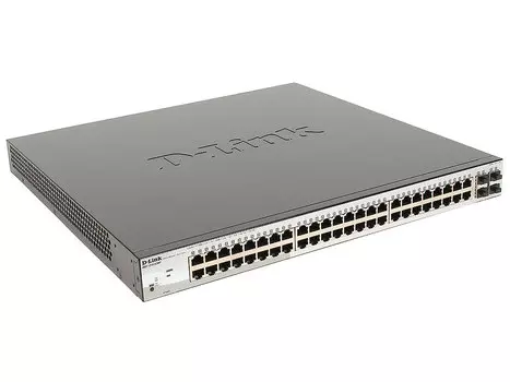 Коммутатор D-Link DGS-1210-52MP/C1A/F1A Настраиваемый коммутатор Web Smart с 48 портами 10/100/1000Base-T и 4 портами 1000Base-X SFP (порты 1-8 с подд