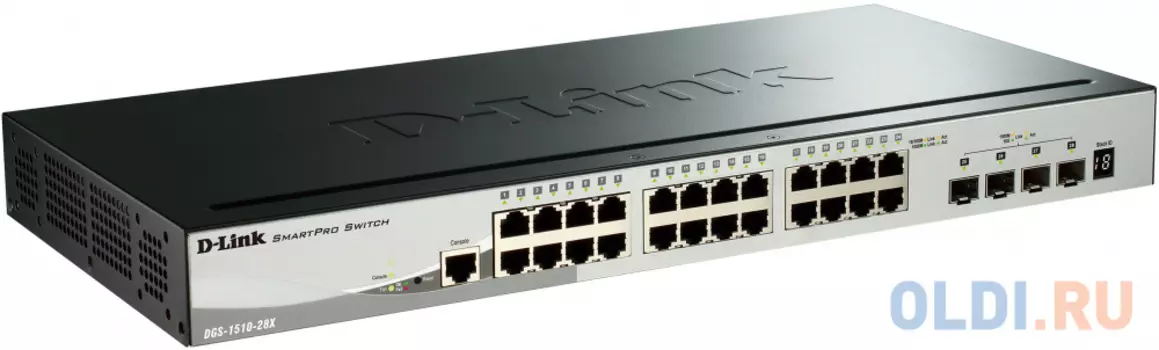 Коммутатор D-LINK DGS-1510-28X/A1A Управляемый стекируемый коммутатор SmartPro с 24 портами 10/100/1000Base-T и 4 портами 10GBase-X SFP+