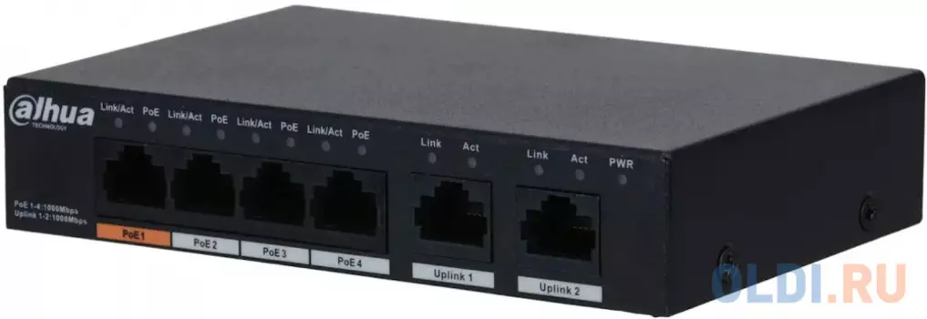 Коммутатор Dahua DH-PFS3006-4GT-60 4x100Mb неуправляемый