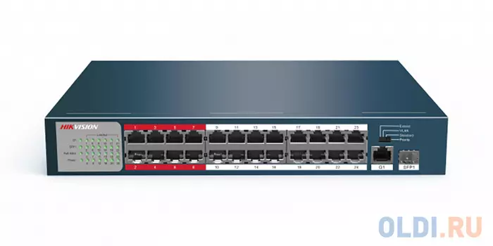 Коммутатор Hikvision DS-3E0326P-E/M 25x100Mb 1SFP 24PoE+ 225W неуправляемый