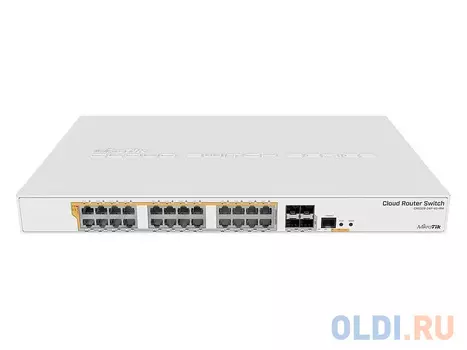 Коммутатор MikroTik CRS328-24P-4S+RM Cloud Router Switch 328-24P-4S+RM with 800 MHz CPU, 512MB RAM, 24xGigabit LAN (all PoE-out), 4xSFP+ cages, Router