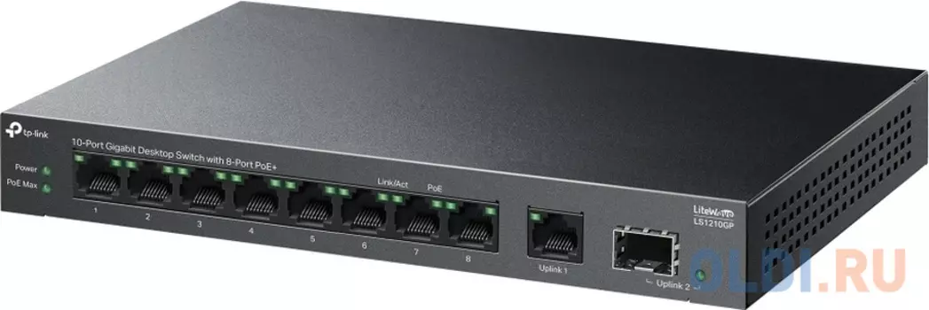Коммутатор TP-Link LS1210GP 9x1Гбит/с 1SFP 8PoE 61W неуправляемый