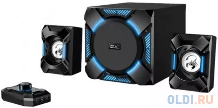 Компьютерные игровые колонки Genius SW-G2.1 1200, 100-240В,36Вт (Сабвуфер: 24Вт, Сателлиты: 6Втx2), мощные басы, синяя подстветка, блок управления, ра