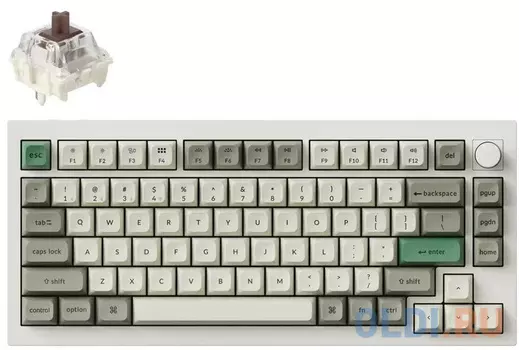 Компактная (75%) механическая клавиатура Keychron Q1 Max - 3 типа подключения, 81 клавиша, цвет Shell White, переключатели Gateron Jupiter Brown, англ