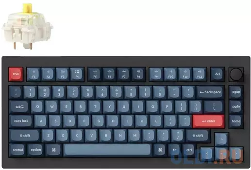 Компактная (75%) механическая клавиатура Keychron V1 Max - 3 типа подключения, 81 клавиша, цвет Carbon Black, переключатели Gateron Jupiter Banana