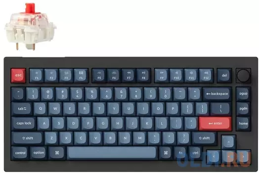 Компактная (75%) механическая клавиатура Keychron V1 Max - 3 типа подключения, 81 клавиша, цвет Carbon Black, переключатели Gateron Jupiter Red