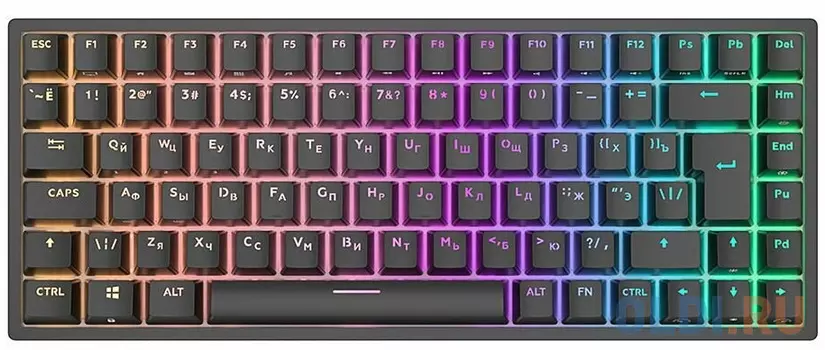 Компактная (75%) механическая клавиатура Royal Kludge RK84 - 3 типа подключения, 84 клавиши, чёрная, переключатели RK Brown