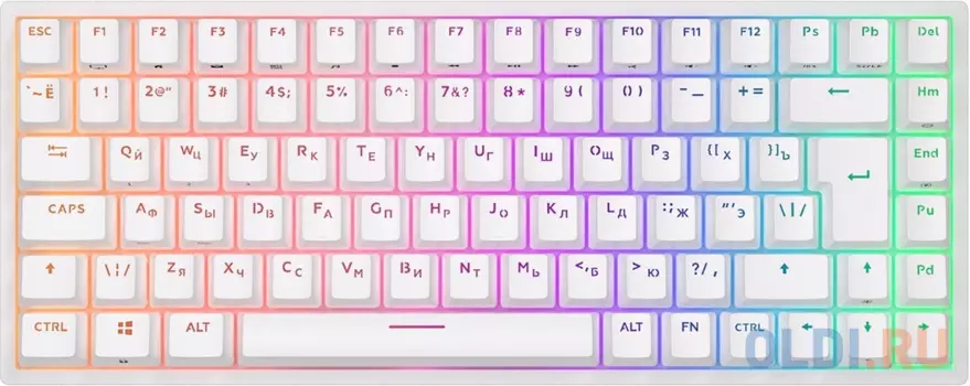 Компактная (75%) механическая клавиатура Royal Kludge RK84 - 3 типа подключения, 84 клавиши, белая, переключатели RK Red