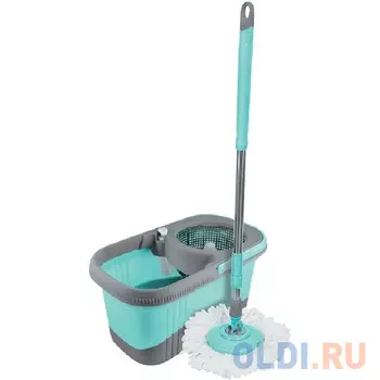 КОМПЛЕКТ ДЛЯ УБОРКИ (ВЕДРО С ОТЖИМОМ, ШВАБРА "ТОРНАДО" MopM-19, НАСАД. МИКРОФИБРА) (1/6) "РЫЖИЙ КОТ"