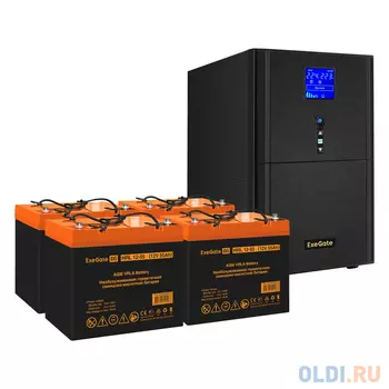 Комплект ИБП EX295990RUS + батарея 55Aч EX285652RUS 4шт (инвертор, синус, для котла) ExeGate SineTower SZ-3000.LCD.AVR.3SH.1C13.RJ.USB <3000VA/2400
