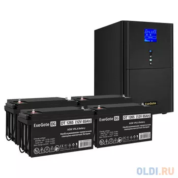 Комплект ИБП EX295991RUS + батарея 65Aч EX282980RUS 4шт (инвертор, синус, для котла) ExeGate SineTower SZ-5000.LCD.AVR.2SH.1C13.T.RJ.USB <5000VA/40