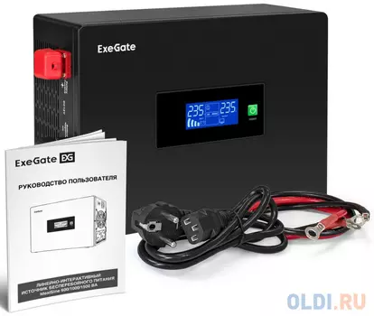 Комплект ИБП EX295994RUS + батарея 100Aч EX282985RUS 2шт (инвертор, синус, для котла, PF=1, настенный) ExeGate IdealSine SR-1500.LCD.2SH <1500VA/1