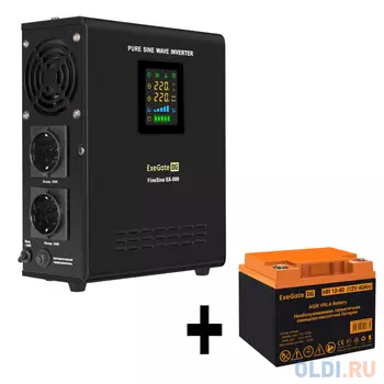 Комплект ИБП EX295995RUS + батарея 40Aч EX282979RUS 1шт (инвертор, синус, для котла, настенный) ExeGate FineSine SX-500.LCD.AVR.2SH <500VA/300W, чи